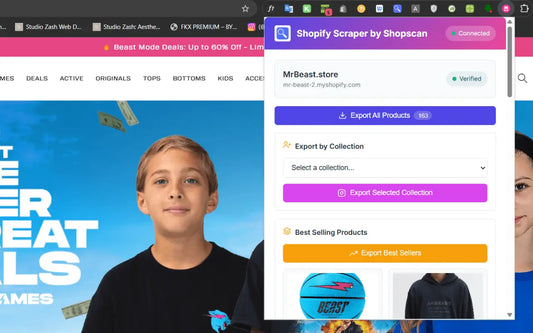 Shopify Product Scraper & Exporter Extension